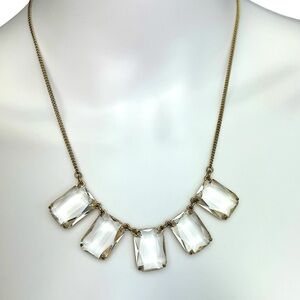 J. Crew Geometric Faceted Cut Glass Gold Tone "Ice Cube" Necklace